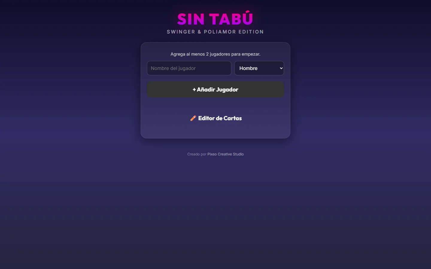 Vista del proyecto Sin Tabú
